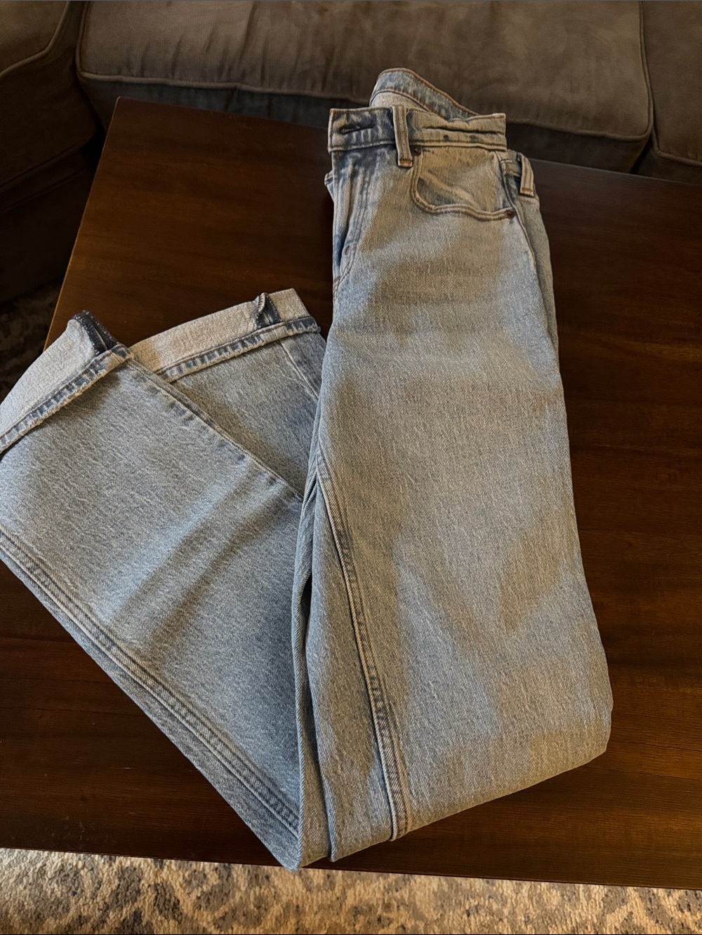 Abercrombie curve love mid rise 90’s straight jeans 25 xlong - Picture 3 of 3